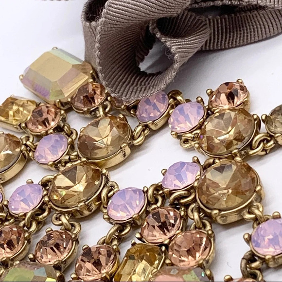 J. Crew Jeweled Opalescent AB Ribbon Tie Necklace - Picture 2 of 5